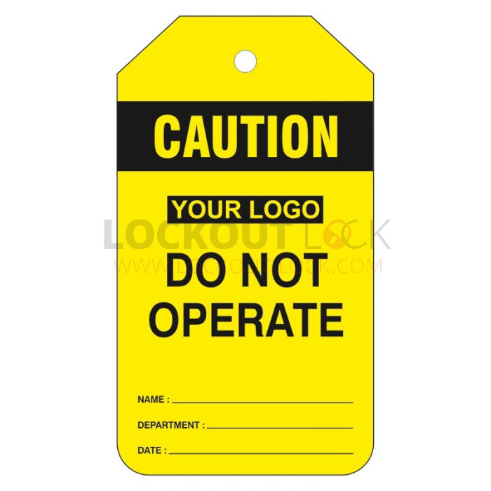 Caution Do Not Operate with Company Logo Pack of 200 Yellow