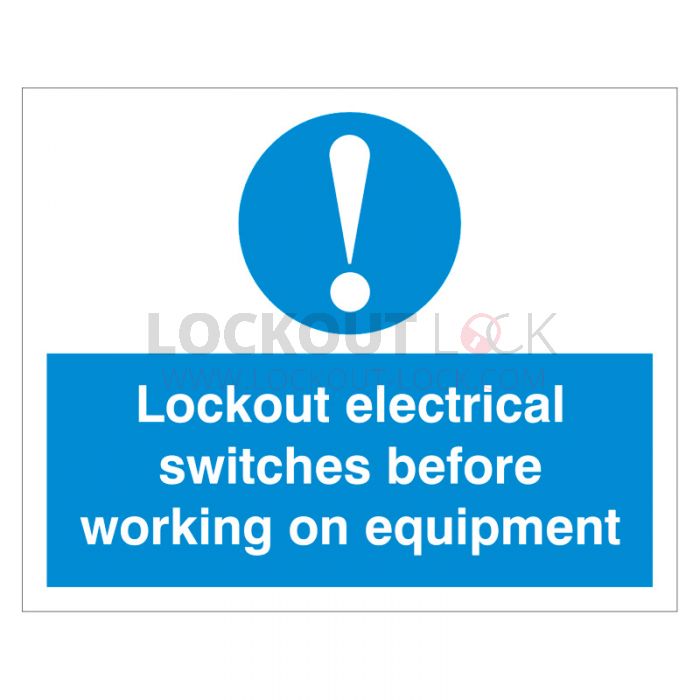 Exclamation Lockout Electrical Switches White and Blue
