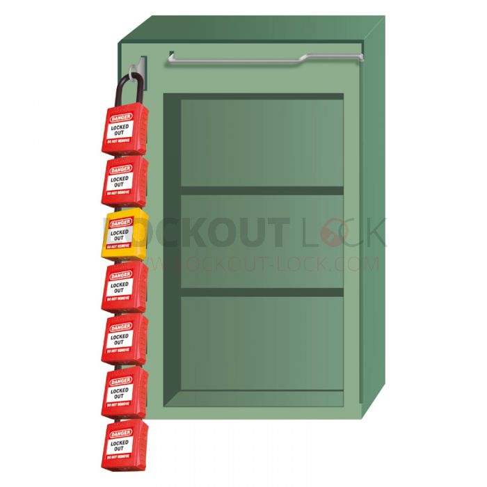 Heavy Duty Lockout Box with 8 Locks w200mm h300mm d100mm