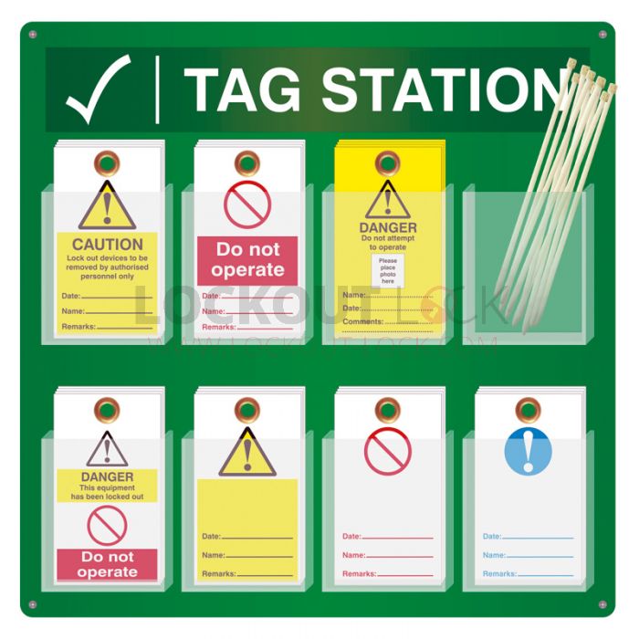Lockout Tags Station Wall Mounted with 8 Pockets 143mm x 80mm