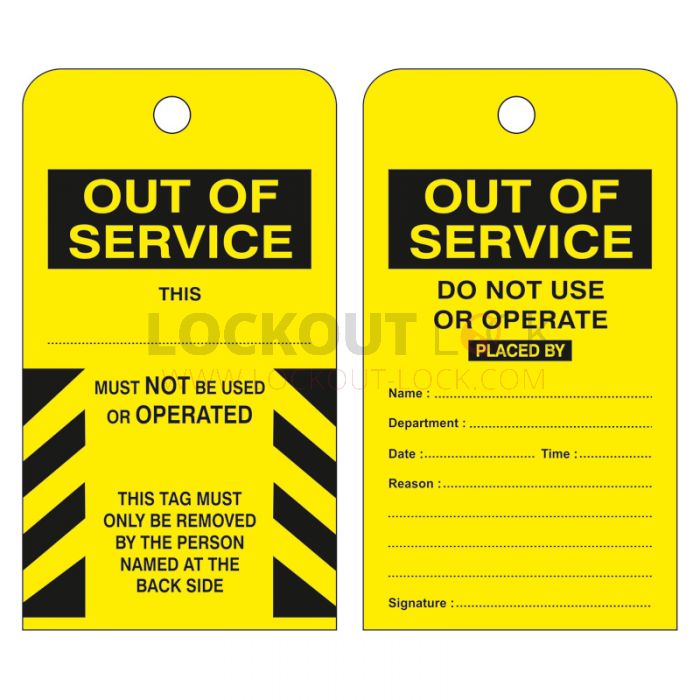 Out Of Service Do Not Use or Operate Yellow Pack of 10