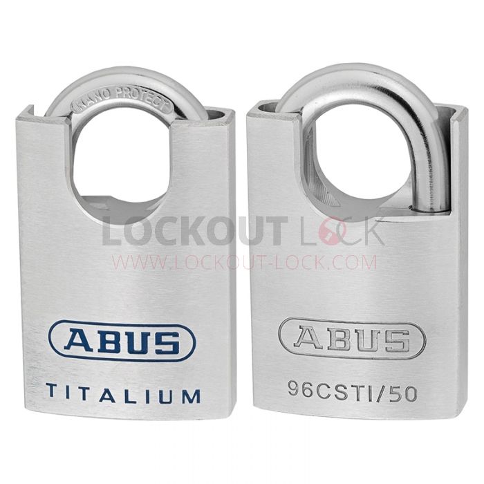 ABUS 96CSTI/50 TITALIUM™ Padlocks with Shackle Guard - Front and Back View