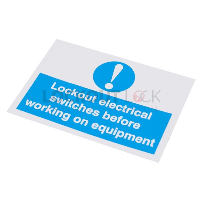 Lockout Electrical Switches before Working Self Adhesive Label 55 75mm 10