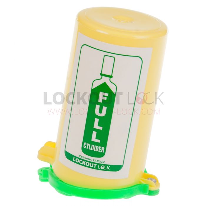Gas Cylinder Lockout Fits 35mm Stem Green Lid with Full Label - Front
