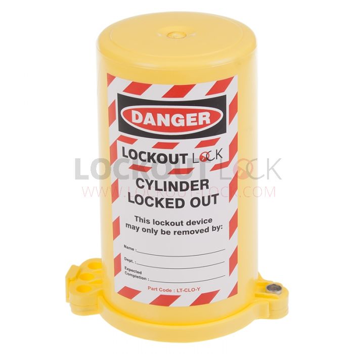 Gas Cylinder Lockout Fits 35mm Stem Yellow - Front