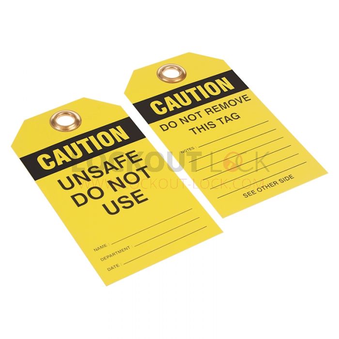 Caution - Unsafe Do Not Use Tags - Pack of 10 - Yellow