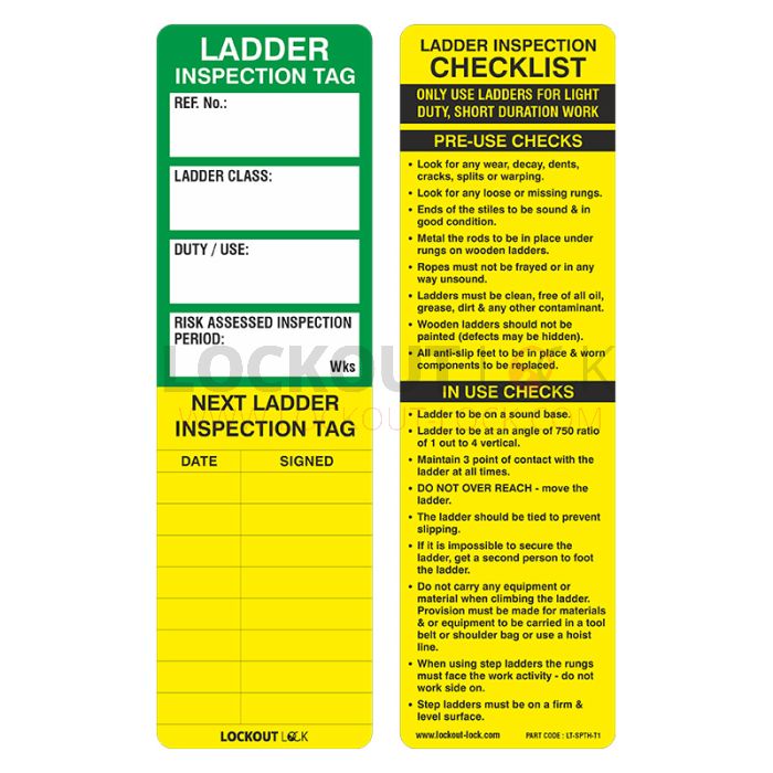 Lockout Lock LT-SPTH-T1 Ladder Inspection Tag for Slim Property Tag Holder - Set of 10