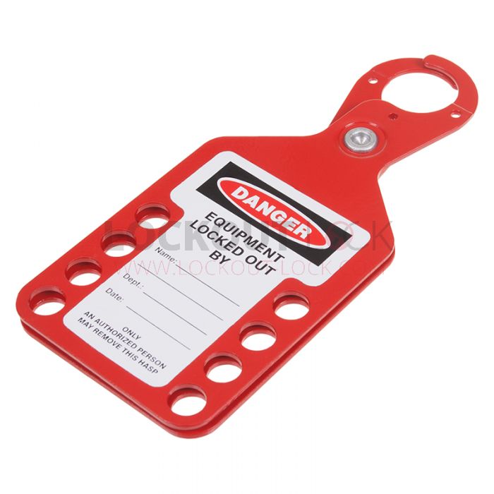 Red 8 Hole Tag and Hasp - Back