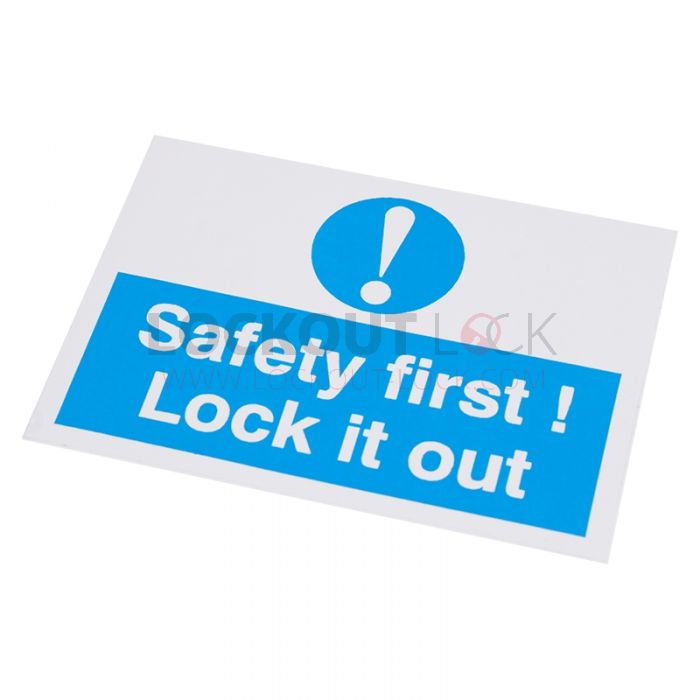 Safety First Lock It Out Self Adhesive Label 55 75mm 10