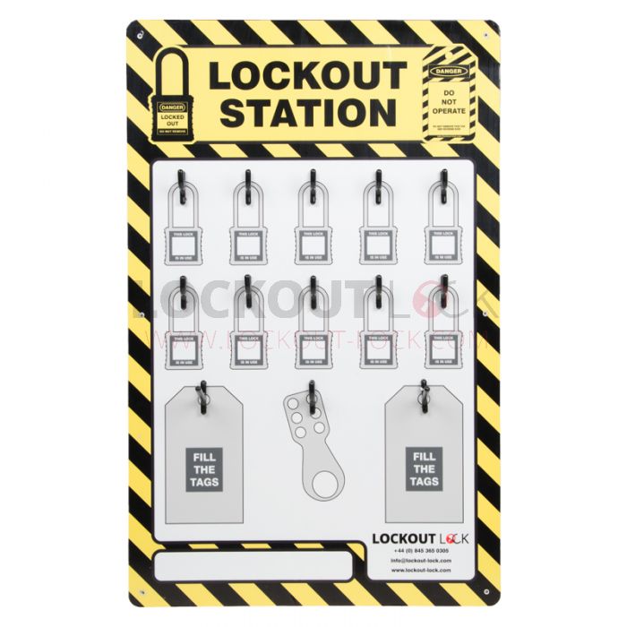10 Lock Yellow/Black Shadow Lockout Board - W/ Optional Accessories