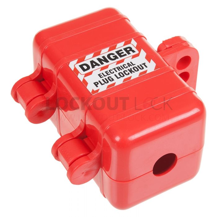 0.7 inch Cord Diameter Plastic Red Plug Lockout Box Fits Most Plugs Safe 