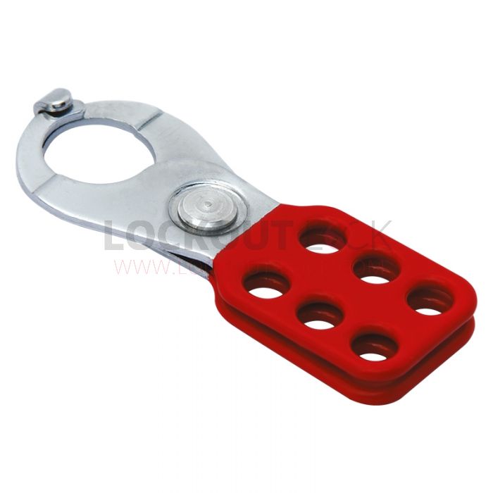 Vinyl-Coated Red Single-Locking Lockout Hasp