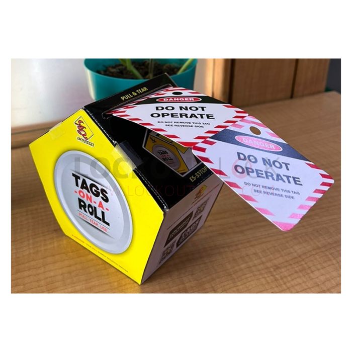 Lockout LT-33TOP Lockout Tags on Roll (Polyester), 76x76mm - Pack of 100
