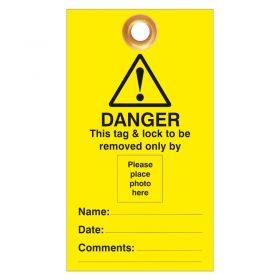 Danger This Tag and Lock to be Removed Only By Photo ID Pack of 10