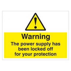 10 x Adhesive Labels - 'The Power Supply Has Been Locked Off'
