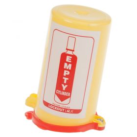 Gas Cylinder Lockout Fits 35mm Stem Red Lid with Empty Label