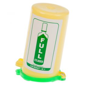Gas Cylinder Lockout Fits 35mm Stem Green Lid with Full Label