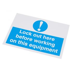 Lockout Here Before Working Self Adhesive Label 55 75mm 10