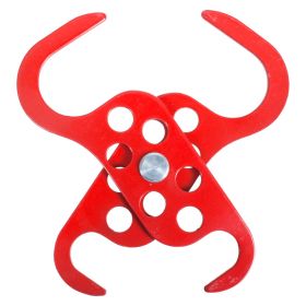Red Powder-Coated Scissor Lockout Hasp - 6 Hole