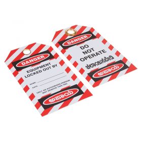 10 x Lockout Tags, Multi-Language - 'Danger - Do Not Operate'