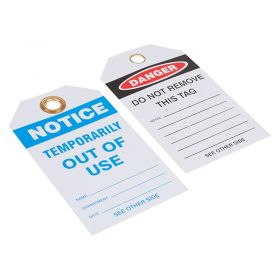 10 x Lockout Tags - 'Notice - Temporarily Out of Use'