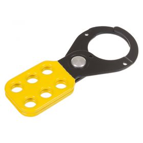 Vinyl Coated Padlock Hasp - Yellow Body / Black Jaw