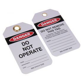 10 x Lockout Tags - White Colouring, 'Do Not Operate'