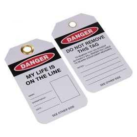 10 x Photo Space Lockout Tags - 'Danger - My Life is On the Line'