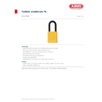 ABUS 74-40 Intrinsically Safe Padlock - Datasheet