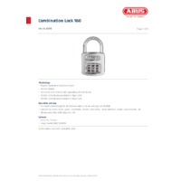ABUS 160 Prestige Code Combination Lock - Datasheet